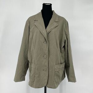 NWT OLD NAVY Utility Jacket 3X Green Button Front Stretch Long Sleeve Cotton